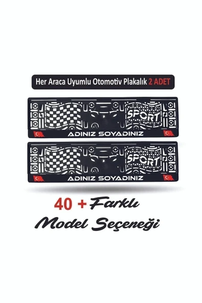 Kişiye Özel Isimli 2 Adet Araç Logo Kabartmalı Siyah Oto Plakalık ürün görseli 1