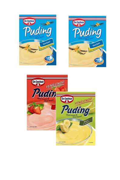 Dr. Oetker 4 Paket Puding 2 Vanilyalı + 1 Muzlu + 1 Çilekli Eko Paket ürün görseli 1