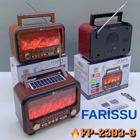 FP-2393S Retro Tasarımlı Alev Işıklı Bluetooth Hoparlör – Güneş Enerjili, Radyo, USB, TF Kart Destekli ürün görseli 1