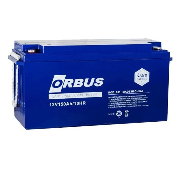Orbus 12V 150Ah SOLAR SİSTEMLER İÇİN Deep Cycle Derin Döngü Nano Carbon Jel Akü ürün görseli 1