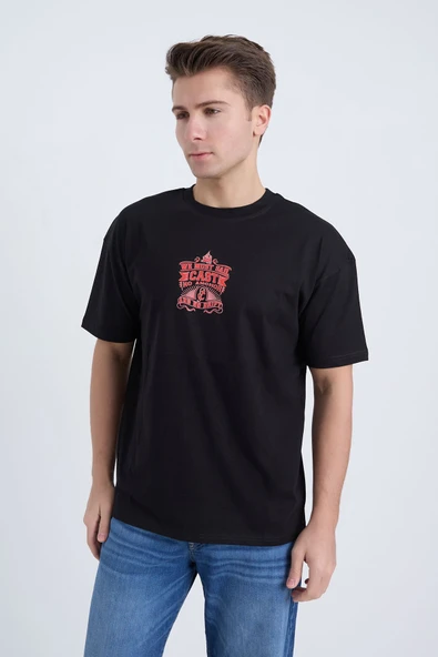 Moxe Collection Erkek Oversize Baskılı Tişört Siyah We Must Sail ürün görseli 1