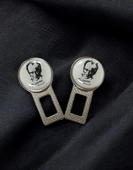 ATATÜRK POTRELİ Ikaz Ses Susturucu Metal Toka 2 Adet ürün görseli 1