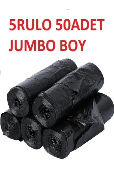 Çöp Torbası Jumbo Boy 300 gr 10’lu 5 Rulo Kalın 80x110 Çöp Poşeti ürün görseli 1