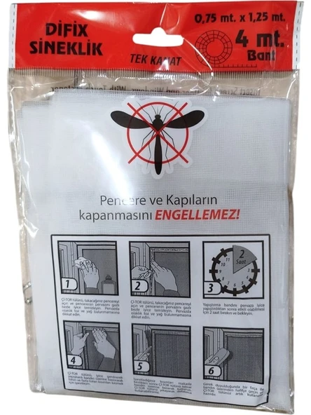 Difix 75X125CM  Pratik Hazır Sineklik  - Yapıştırma (Cırt ) Bantlı Tek Kanat ürün görseli 1