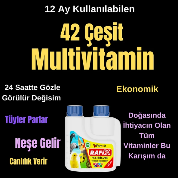 Kuşlar Için Multi Vitamin Ve Kuş Vitamini , Muhabbet Kuşu , Papağan.Güvercin Ve Kanarya 125 ml ürün görseli 1