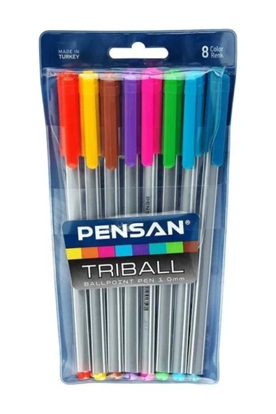 Tükenmez Kalem Triball 1.0 Mm Bilye Uç 8 Renk Renkli ürün görseli 1