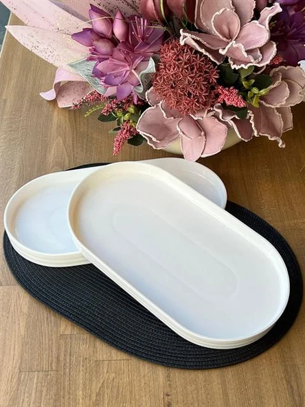 Porselen Oval Sunum Tabak 2'li 33x18 Cm ürün görseli 1