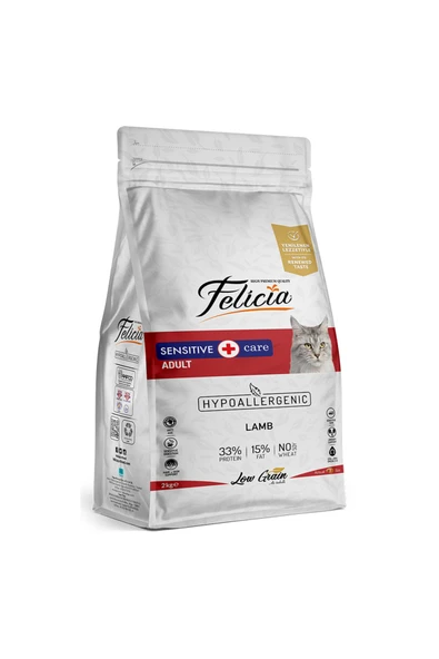 Felicia 2 Kg Kuzulu Az Tahıllı Yetişkin Kedi Maması Hypoallergenic Kedi Maması ürün görseli 1