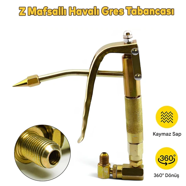 Havalı Çelik Yedek Pnömatik Yağlama Makinesi Gres Gresleme Tabancası Pompası Aleti Z Mafsallı ürün görseli 1