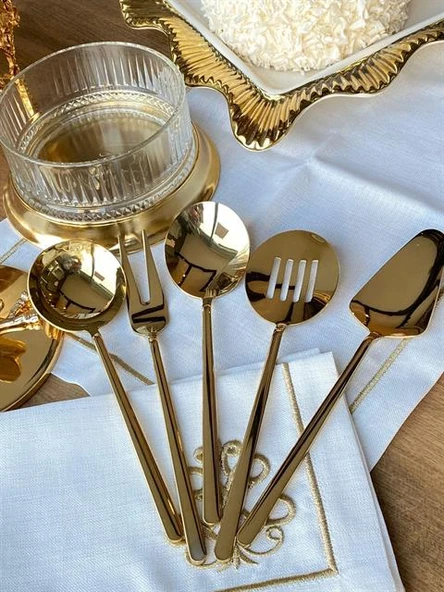 Allegra Gold 5 Parça Servis Kaşık Seti - Resim 2