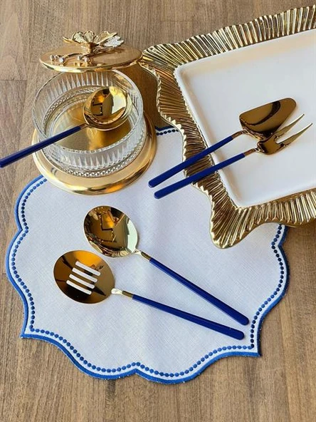 Allegra Blue Gold 5 Parça Servis Kaşık Seti ürün görseli 1