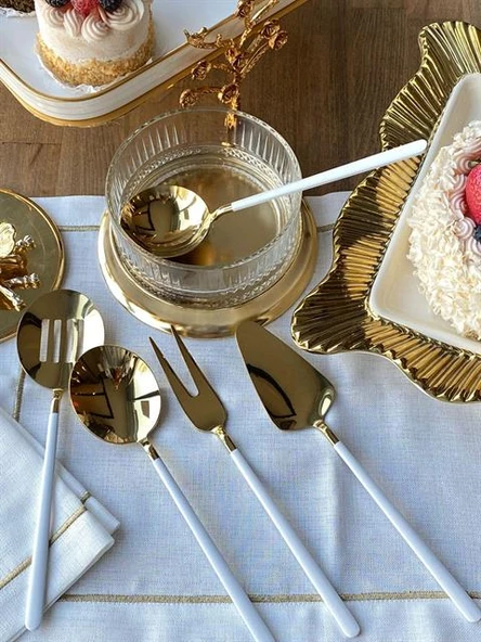 Allegra White Gold 5 Parça Servis Kaşık Seti ürün görseli 1