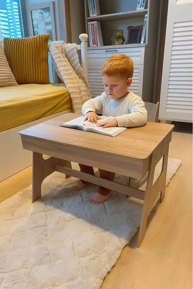 Mdf Çocuk Aktivite Masası-Açılabilir Kapaklı-Ergonomik Tasarım-1 Sandalye+1 Masa ürün görseli 1