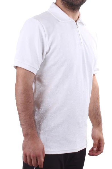 Twister 2290 Ekru Günlük Kısa Kol Normal Kesim Pamuklu Fermuarlı Polo Yaka Erkek Tişört ürün görseli 1