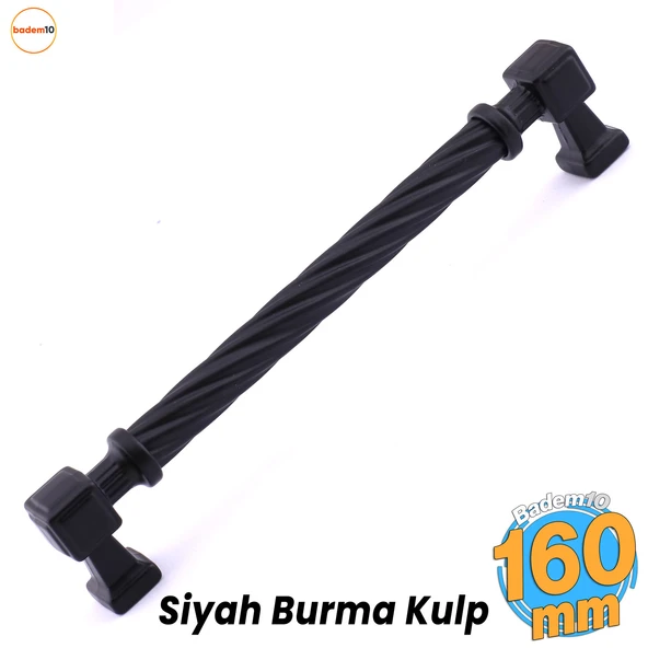 Burma Mat Siyah Metal Kulp 160 mm 16 cm Mobilya Çekmece Mutfak Dolabı Dolap Modern Kapak Kulpları ürün görseli 1