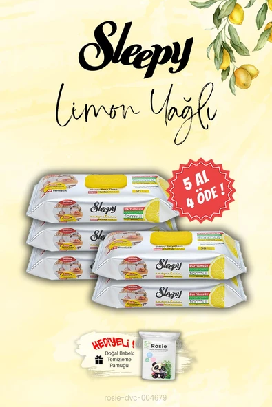 Sleepy 5 AL 4 ÖDE Mutfak Havlusu Limon Yağlı 50 Yaprak, ROSIE Hediye ürün görseli 1