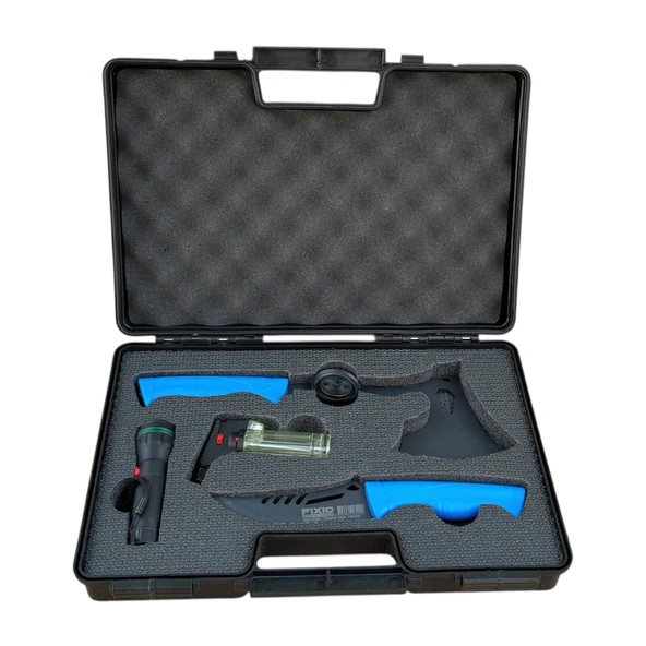 Fixio FK1013 4 Parça Kamp Seti (Kamp Baltası, Kamp Bıçağı, Pürmüz Çakmak, El Feneri, Taşıma Çantası) ürün görseli 1