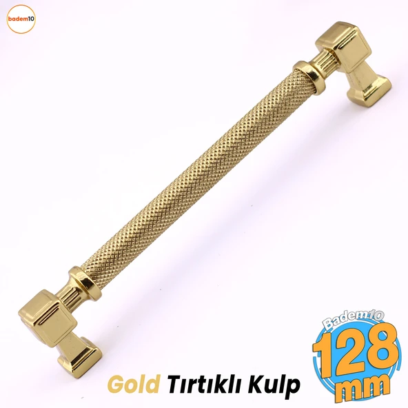 Grip Desenli Gold Altın Metal Kulp 128 mm Mobilya Çekmece Mutfak Dolabı Dolap Modern Kapak Kulpları ürün görseli 1