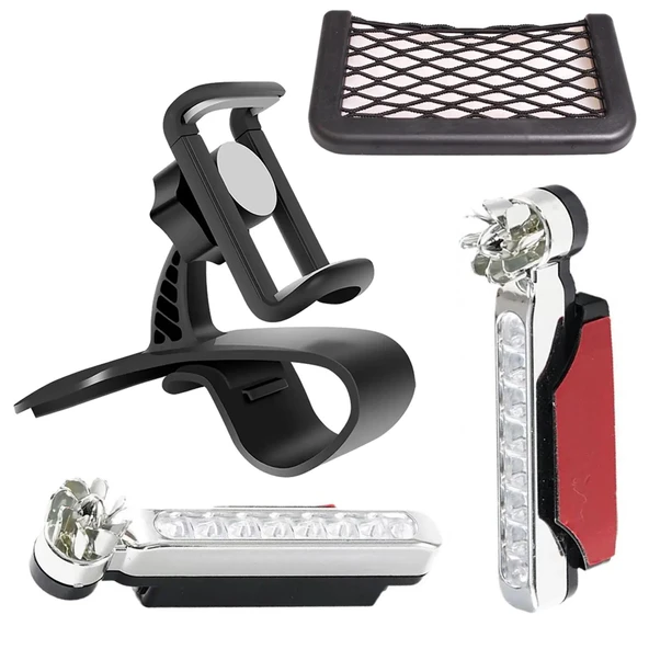 Upway 3 in 1 Araç İçi Universal Telefon Tutucu ve Organizer File Eşya Cebi Rüzgar Enerjili Led Lamba Hediyeli ürün görseli 1