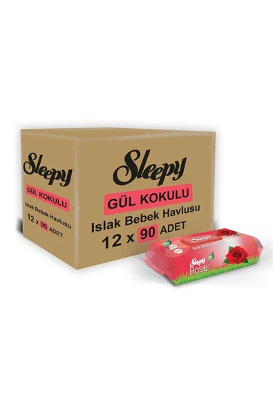 Sleepy Gül Kokulu 90 Yaprak Islak Havlu X 12'li Paket ürün görseli 1