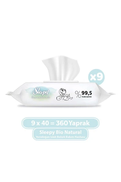 Sleepy Islak Mendil Bio Natural 9x40 (360 Yaprak) ürün görseli 1