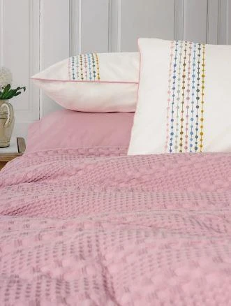 Çift Kişilik Pike Takımı Aura Pebble Pembe - Resim 2