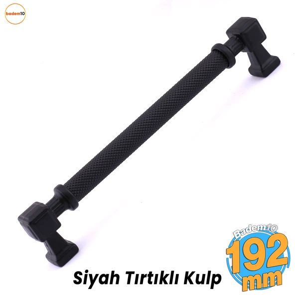 Grip Desenli Mat Siyah Metal Kulp 192 mm Mobilya Çekmece Mutfak Dolabı Dolap Modern Kapak Kulpları ürün görseli 1