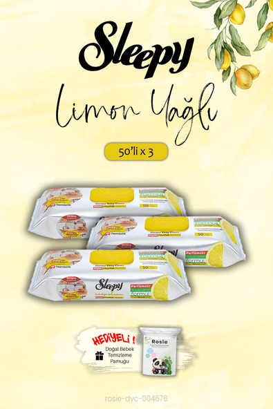 Sleepy Mutfak Havlusu Limon Yağlı 3'lü 50 Yaprak, ROSIE Hediye ürün görseli 1