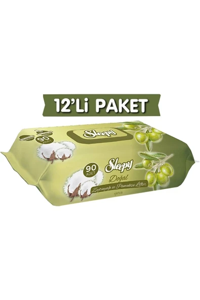 Sleepy Doğal Zeytinyağlı Ve Pamuklu Islak Bebek Havlusu 12x90 ürün görseli 1