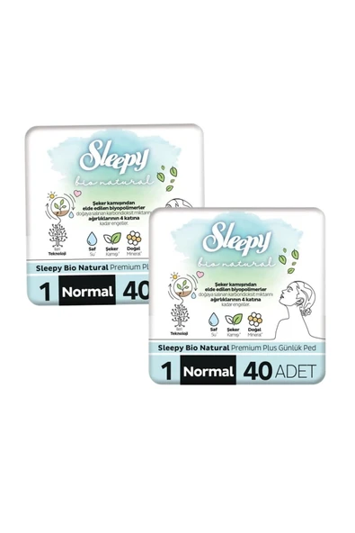 Sleepy Bio Natural Premium Plus Günlük Ped 40 Li 2 Adet ürün görseli 1
