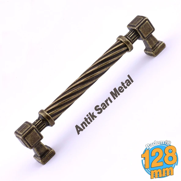 Burma Antik Sarı Eskitme Metal Kulp 128 mm Mobilya Çekmece Mutfak Dolabı Dolap Modern Kapak Kulpları ürün görseli 1