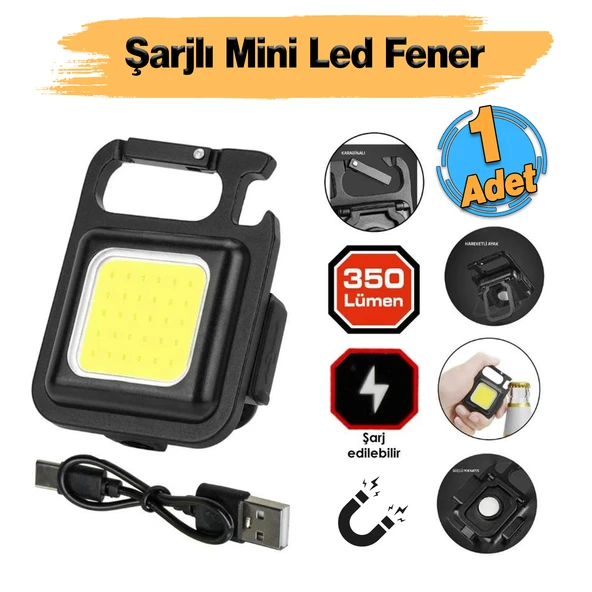 Mıknatıslı Mini Led El Feneri Anahtarlık Tipi Taşınabilir Kamp Lambası Şişe Açacağı 350 Lümen 2 Watt ürün görseli 1