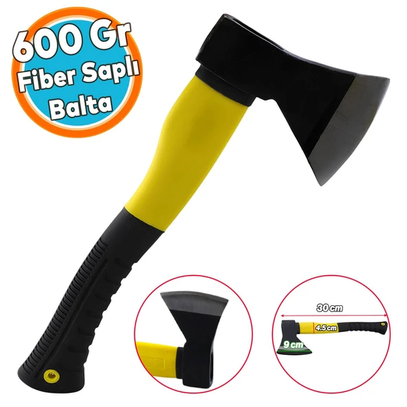 Fiber Saplı Balta 600 GR 1 Adet Keskin Sağlam Kamp Baltası Odun Ağaç Kesme Kesim Ayırma ürün görseli 1