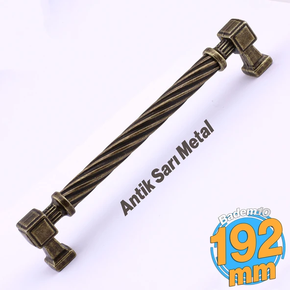 Burma Antik Sarı Eskitme Metal Kulp 192 mm Mobilya Çekmece Mutfak Dolabı Dolap Modern Kapak Kulpları ürün görseli 1