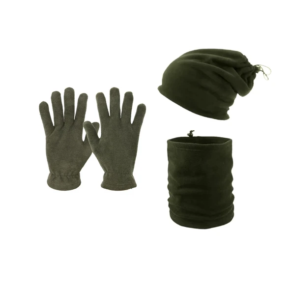 KARCAMP UNISEX 3'LÜ POLAR BERE-BOYUNLUK-ELDİVEN SETİ (HAKİ) ürün görseli 1