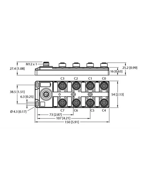 Turck 100000881 TBIL-M1-16DXP-B DİJİTAL SİNYALLERİN IO-LİNK MASTER'A BAĞLANMASI İÇİN G-Ç GÖBEĞİ ürün görseli 1