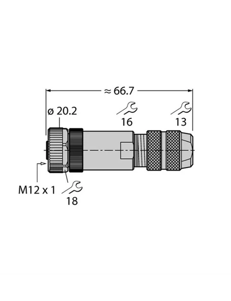 Turck 6604219 FW-M12KU5D-G-SB-ME-SH-8 YUVARLAK KONNEKTÖR M12 X 1 ürün görseli 1