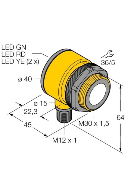 Turck RU300-T30-LI26X3-H1141 Ultrasonik Sensör , 3m. Algılama mesafesi, 4-20mA, M12 Konnektörlü ürün görseli 1