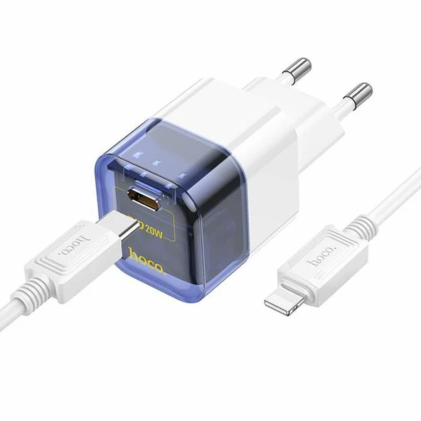 HOCO C131A Platinum PD30W+QC3.0 Girişli Hızlı Şarj Başlığı Ve Type-C To iPhone Lightning Kablo ürün görseli 1