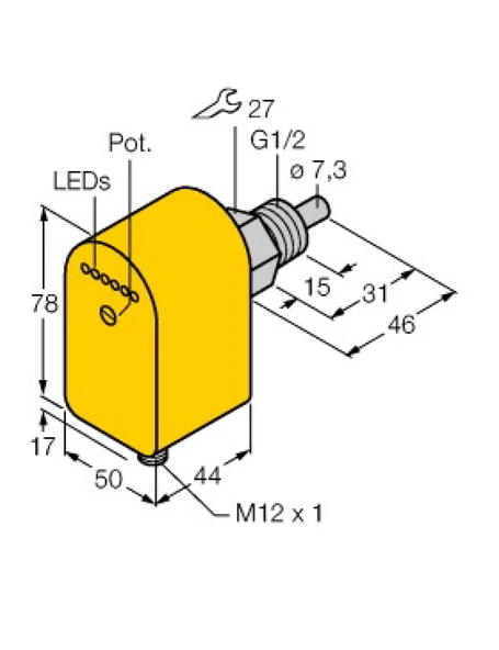 Turck 6870056 Fcs-G1/2A4P-Lıx-H1141 Akış İzleme Entegre İşlemcili Daldırma Sensörü ürün görseli 1
