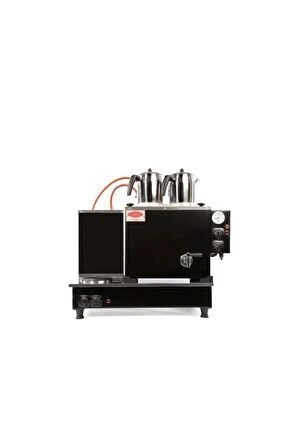 Mat Siyah 2 Demlikli(DOĞALGAZ+ELK) Tam Otomatik Çay Ocağı Kazanı Semaver Çay Makinesi ürün görseli 1