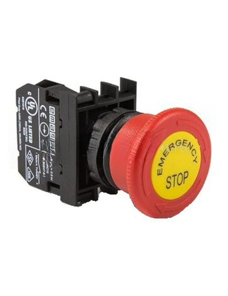 Emas B100EE B Serisi Plastik 1NO Acil Stop 40 mm Çevirmeli Etiketli Kırmızı 22 mm Buton ürün görseli 1