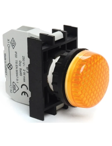 Emas B0W0XS B Serisi Plastik LED'li 48V AC/DC Sarı 22 mm Sinyal ürün görseli 1