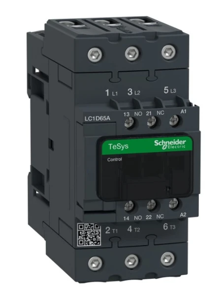 Schneider LC1D65AM7 TeSys D 65 A 30 kW 220V AC Kontaktör 3 Kutuplu 1NO+1NC AC-3 ürün görseli 1