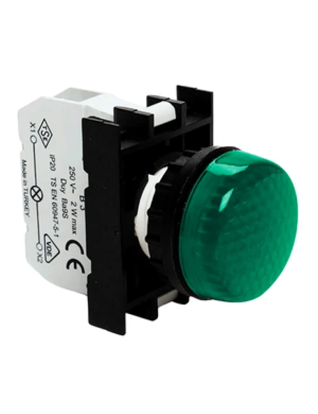 Emas B0Z0XY B Serisi Plastik LED'li 48V AC/DC Yeşil 22 mm Sinyal ürün görseli 1
