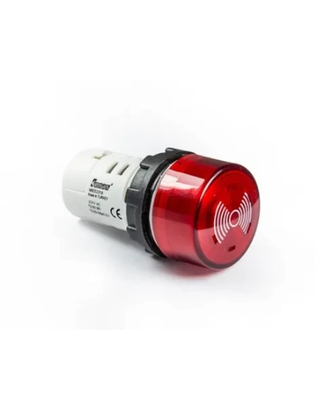 Emas MBZS012S MB Serisi Plastik LED'li 12V AC/DC 22 mm Buzzer ürün görseli 1