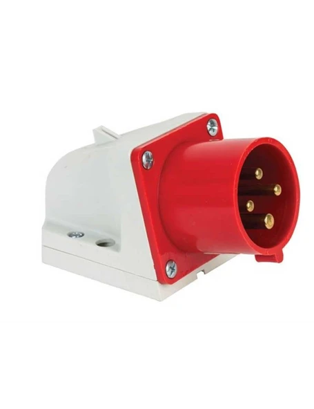 Mete Enerji 406311V 4X32A IP44 Duvar Fişi -Eğik Gövdeli -Vidalı Bağlantı 380-415 V ürün görseli 1