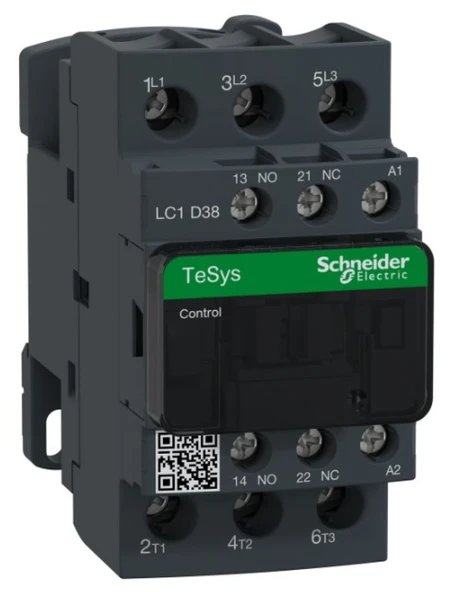 Schneider LC1D38B7 TeSys D 38 A 18,5 kW 24V AC Kontaktör 3 Kutuplu 1NO+1NC AC-3 ürün görseli 1
