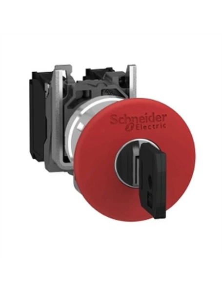 Schneider XB4BS9442 22 mm Kilitli Acil Stop Butonu,1Nk,Anahtarlı Met ürün görseli 1