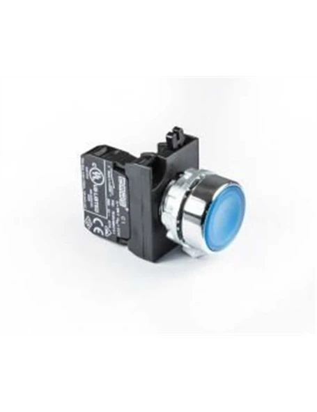 Emas CM100DM CM Serisi Metal 1NO Yaylı Düz Mavi 22 mm Buton ürün görseli 1
